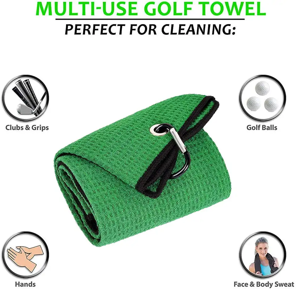 eco dry Dual-Sided Performance microfiber waffle golf towel custom logo