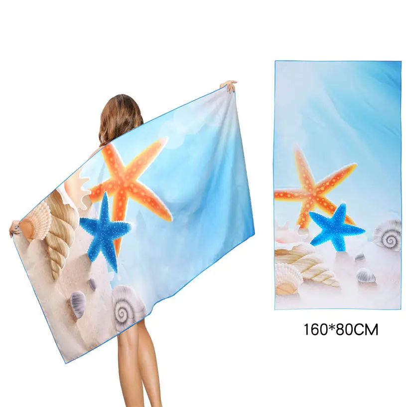 dye-sublimation printed large waffle beach towels with logo custom print high quality